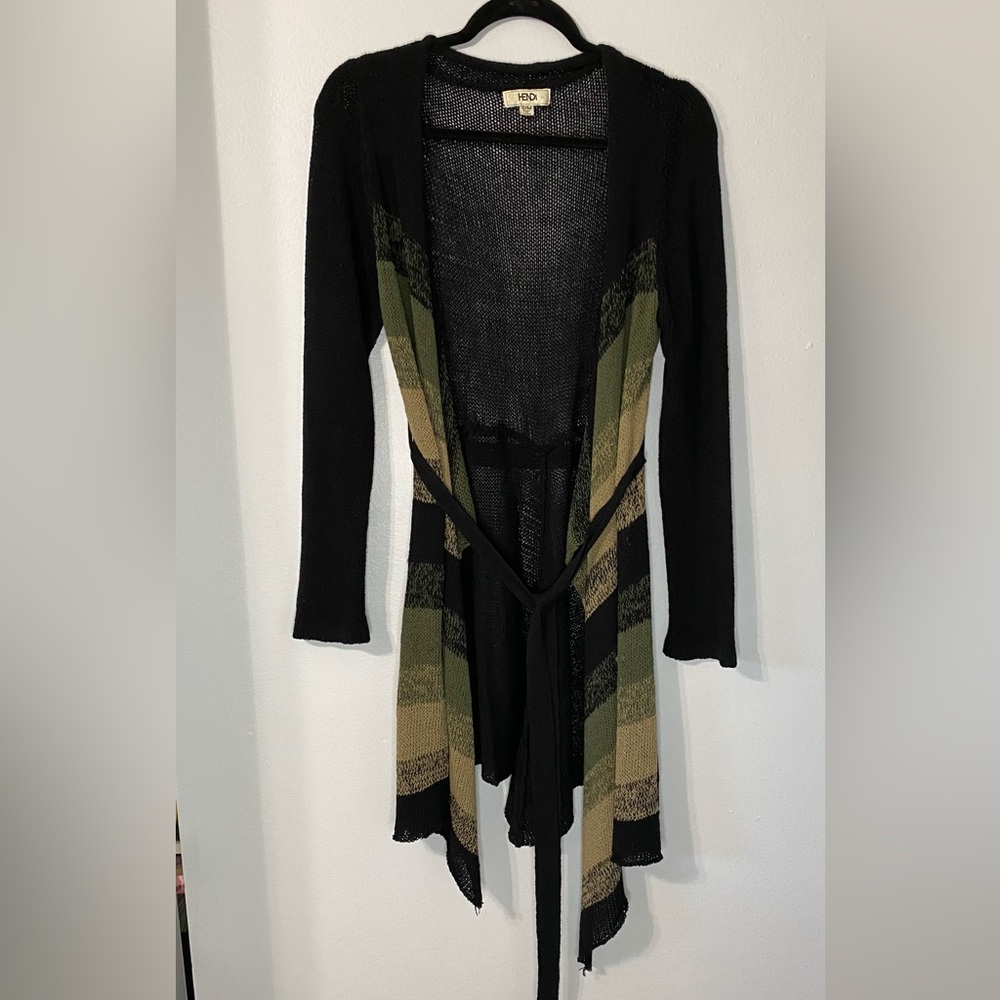 Hendi Black and Green Striped Women's Sweater size s/m